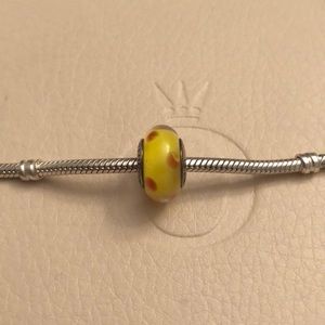 Auth Pandora Yellow/Orange Polka Dot Murano Glass